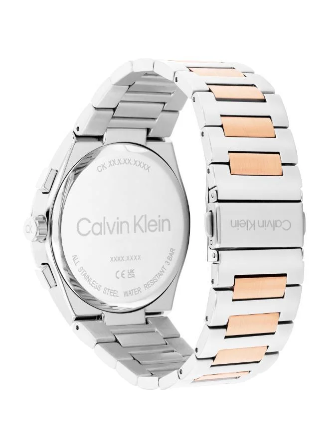 كالفن كلاين ساعة كوارتز تناظرية بسوار من الفولاذ المقاوم للصدأ